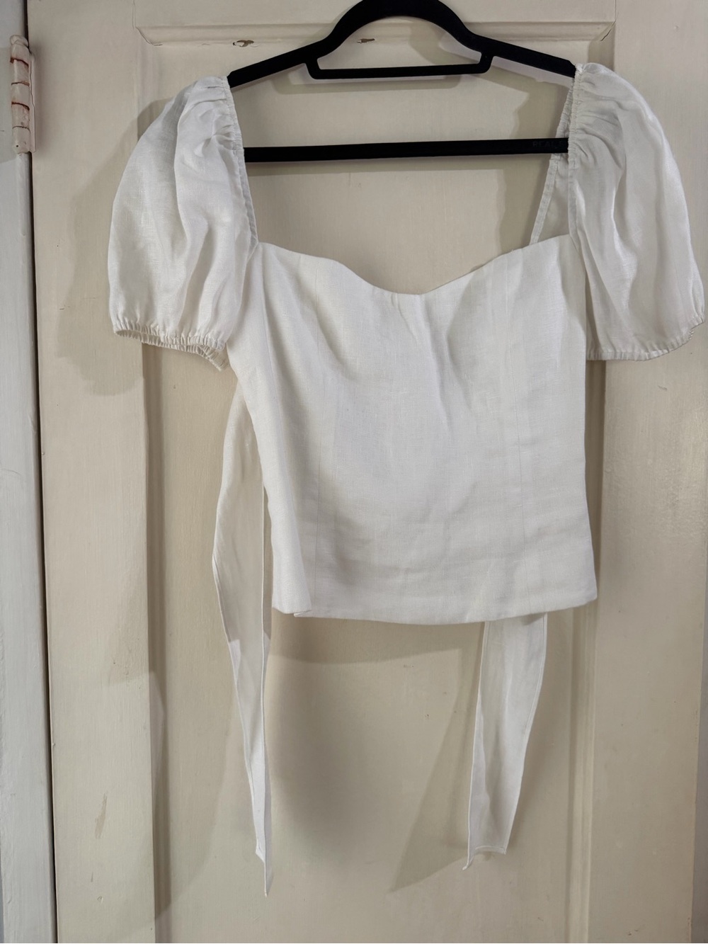 Reformation White Linen Puff Sleeve Top 8 - Picture 7 of 8